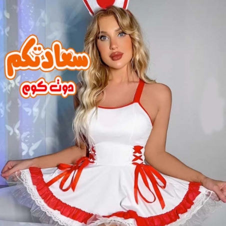 ملابس تنكرية للنساء لانجرى ممرضة 368 أبيض أحمر قطعة واحدة