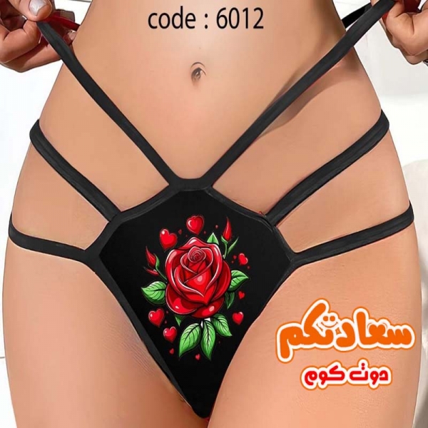 اندر حريمى كود 6012 برسوم وردة حمراء باللون الأسود